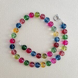 CRACKLE QUARTZ CRYSTAL NECKLACE--17.5"